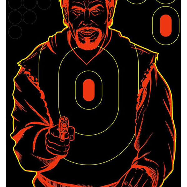 Birchwood Casey 34647 Shoot-N-C Reactive Target Self-Adhesive Paper Black/Red 12″x18″ Bad Guy Silhouette 12 Pack