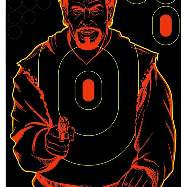 Birchwood Casey 34643 Shoot-N-C Reactive Target Self-Adhesive Paper Black/Red 12″x18″ Bad Guy Silhouette 100 Pack