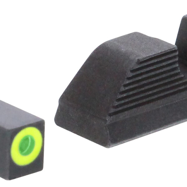 AmeriGlo GL354 Protector Sight Set for Glock  Green Tritium LumiGreen Outline Front Sight-Black Serrated Rear Sight