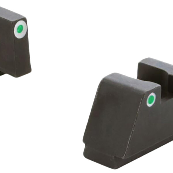 AmeriGlo GL330 Optic Compatible Sight Set for Glock  2XL Tall Green Tritium White Outline Front Sight-Green Tritium White Outline Rear Sight