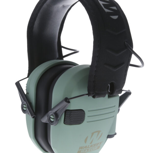 Walker’s GWPRSEMSGN Razor Slim Electronic Muff 23 dB Over the Head Sage Green/Black Polymer