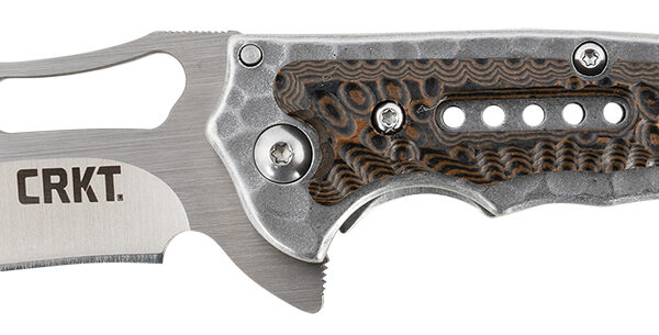 CRKT 5460 Fossil  Compact 3.41″ Folding Drop Point Plain Satin 8Cr13MoV SS Blade, Brown G10/SS Handle, Includes Pocket Clip