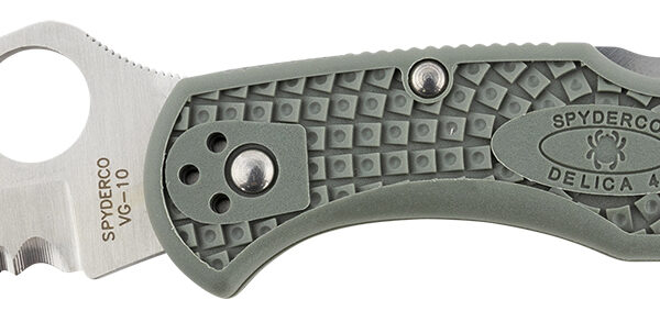 Spyderco C33PSFG Delica 4 Lightweight 2.88″ Folding Drop Point Part Serrated VG-10 SS Blade Foliage Green Bi-Directional Texturing FRN Handle Includes Pocket Clip