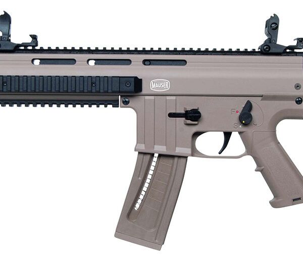 Mauser Rimfire 4150014 M-15 22 LR 22+1 16.50″ Barrel w/Flash Hider, Steel Receiver w/Tan Finish, Flip Up Front & Rear Sights, Side Folding Stock w/Adjustable Cheekrest, Manual Thumb Safety