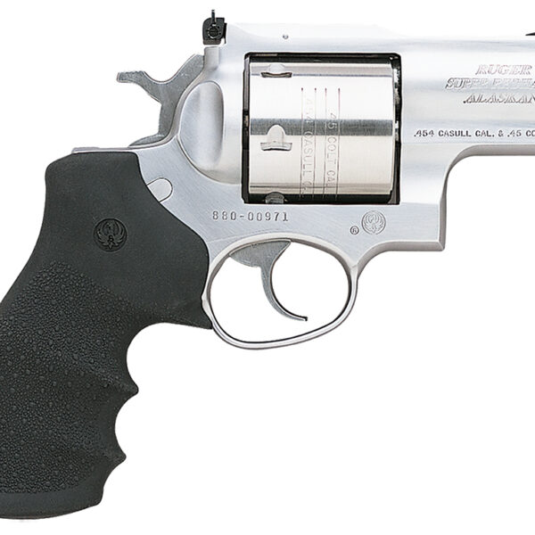 Ruger 5301 Super Redhawk Alaskan Large Frame 454 Casull 6rd 2.50″ Satin Stainless Barrel, Frame & Cylinder, Hogue Finger Groove Tamer Monogrip, Grip Transfer Bar Safety, Exposed Hammer