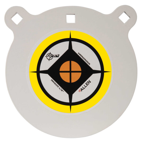 EZ-Aim 15598 Hardrock 8″ Black/White/Yellow AR500 Steel Gong, 0.50″ Thick, Hanging