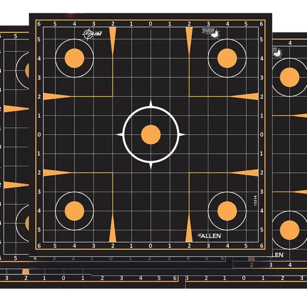 EZ-Aim 1531410 Splash Reactive  Self-Adhesive Paper Black/Orange 12″x12″ Sight-In Grid 10 Pack