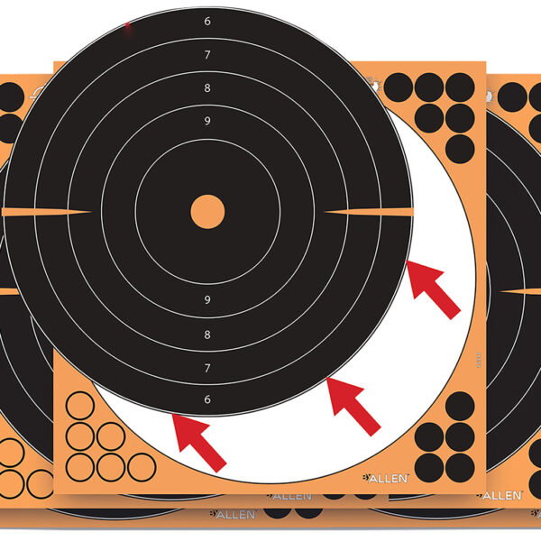 EZ-Aim 1531710 Splash Reactive  Self-Adhesive Paper Black/Orange  12″x12″ Bullseye 10 Pack