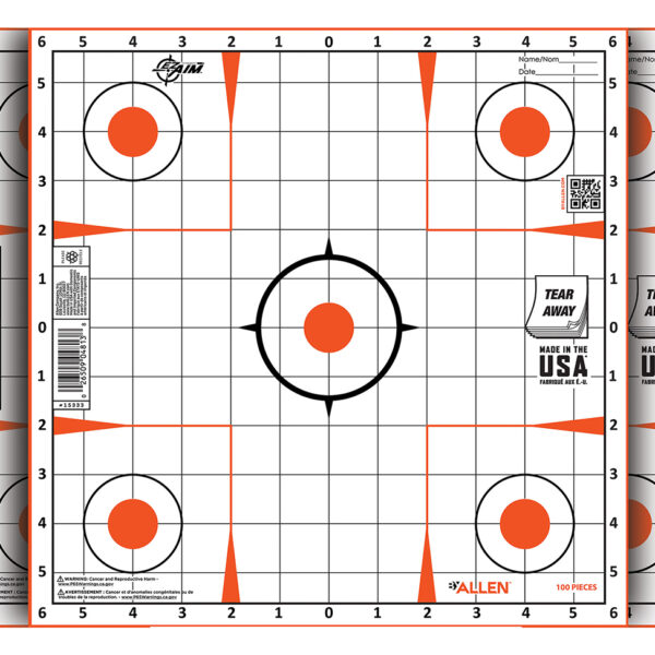 EZ-Aim 15333100 Sight-In  Grid Paper Self-Adhesive 12″ x 12″ Orange/White 100 Per Pack