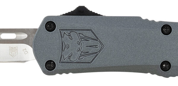 CobraTec Knives SGYFS3DNS FS-3 Small 2.75″ OTF Plain D2 Steel Blade/Gray Aluminum Handle Features Glass Breaker Includes Pocket Clip