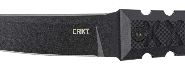 CRKT 2927 HZ6  6.50″ Fixed Plain Black Matte Baked-On Anti Rust SK-5 Steel Blade/Black w/Carved X’s G10 Handle Includes Sheath