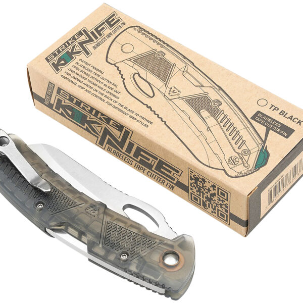 Strike Industries K1TP K1  3.51″ Folding Plain AUS-8A SS Blade Smoke Textured Polymer Handle Includes Pocket Clip