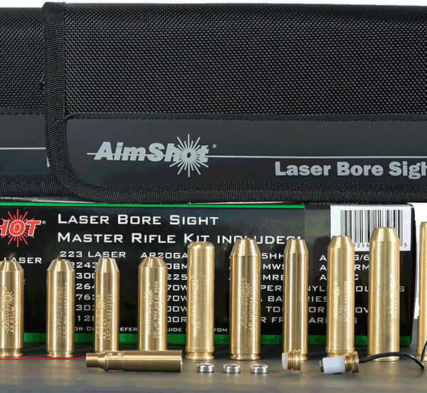 AimShot  Master Kit  Multi-Caliber Bore Sight with Red 650nM Laser, Uses L736 Button Cell Batteries & 2 AAA Batteries for Battery Pack for Rifles (Batteries Not Included)