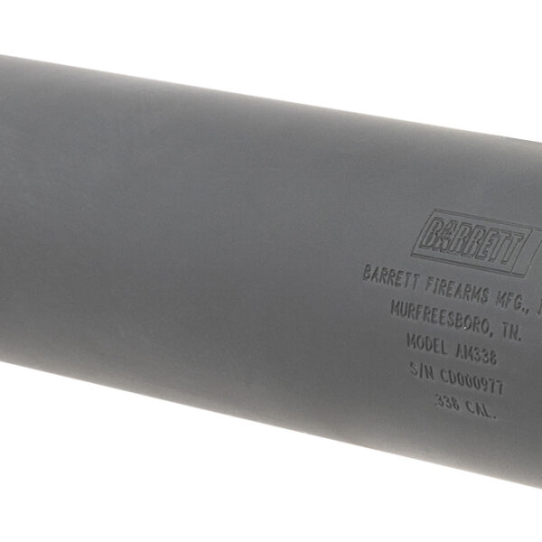 Barrett 18415 AM 338 made of Black Titanium with 1.90″ Diameter, 10.30″ OAL & 5/8″-24 tpi Thread Pattern for 338 Cal or Lower Includes Barrett Muzzle Brake Adaptor