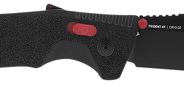 S.O.G SOG11120441 Trident AT 3.70″ Folding Tanto Plain Black TiNi Cryo D2 Steel Blade/Black w/Red Accents GRN Handle Features Line Cutter/Glass Breaker