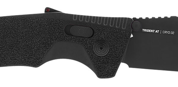 S.O.G SOG11120541 Trident AT 3.70″ Folding Clip Point Plain Black TiNi Cryo D2 Steel Blade/Blackout GRN Handle Features Line Cutter/Glass Breaker