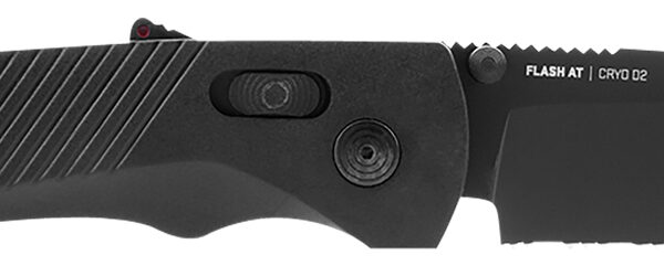 S.O.G SOG11180241 Flash AT 3.45″ Folding Part Serrated Black TiNi Cryo D2 Steel Blade/Blackout GRN Handle Includes Pocket Clip