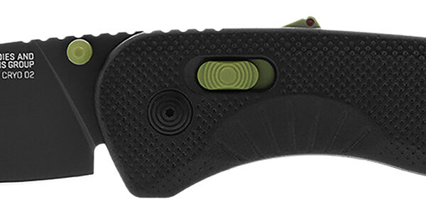 S.O.G SOG11410941 Aegis AT 3.13″ Folding Drop Point Plain Black TiNi Cryo D2 Steel Blade/Black w/Moss Accents GRN Handle