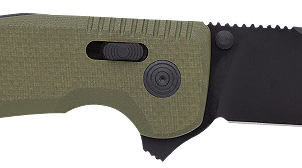 S.O.G SOG12380241 SOG-TAC XR 3.39″ Folding Clip Point Plain Black TiNi Cryo D2 Steel Blade OD Green G10 Handle Includes Pocket Clip