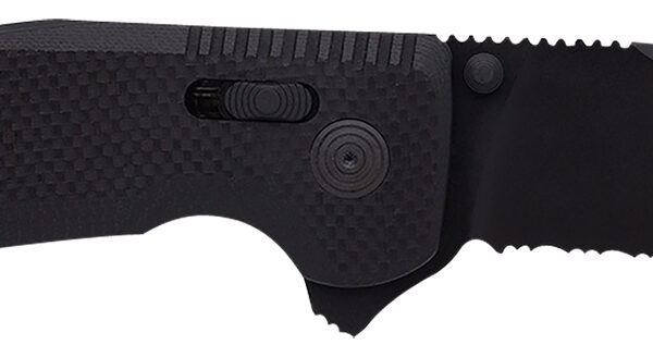 S.O.G SOG12380341 SOG-TAC XR 3.39″ Folding Clip Point Part Serrated Black TiNi Cryo D2 Steel Blade Blackout G10 Handle Includes Pocket Clip