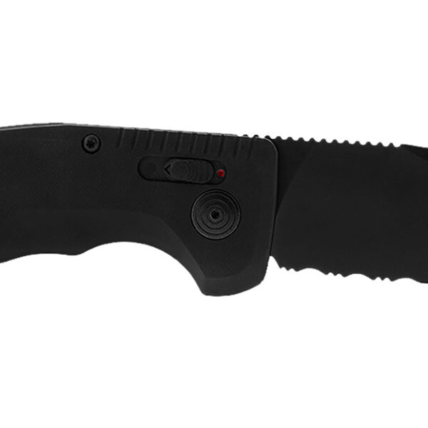 S.O.G SOG15380257 SOG-TAC Auto 3.43″ Folding Part Serrated Black TiNi Cryo D2 Steel Blade Black Micro-Textured Anodized Aluminum Handle Includes Pocket Clip