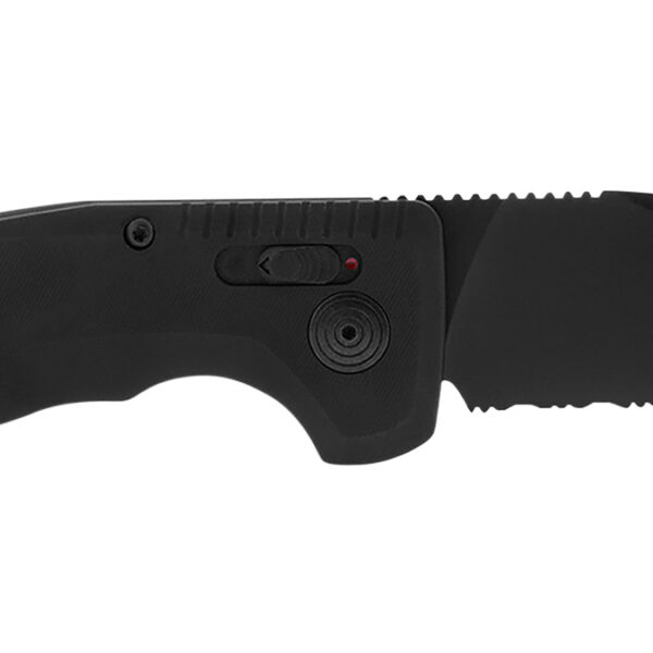 S.O.G SOG-15-38-08 SOG-TAC Auto Compact 2.94″ Folding Straight Back Part Serrated Black TiNi Cryo D2 Steel Blade Black Micro-Textured Anodized Aluminum Handle Includes Pocket Clip