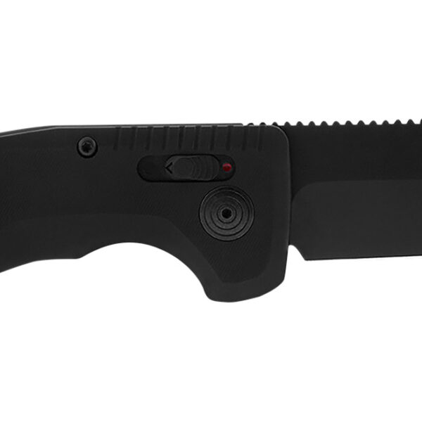 S.O.G SOG-15-38-10 SOG-TAC Auto Compact 2.94″ Folding Tanto Part Serrated Black TiNi Cryo D2 Steel Blade Black Micro-Textured Anodized Aluminum Handle Includes Pocket Clip