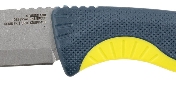 S.O.G SOG17410141 Aegis FX  3.70″ Fixed Drop Point Plain Stonewashed 4116 Krupp SS Blade, Indigo w/Acid Accents GRN Handle, Includes Sheath