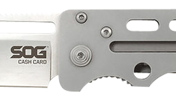 S.O.G SOG-EZ1-CP Cash Card  2.75″ Folding Clip Point Satin 8Cr13MoV SS Blade/ Silver Skeletonized Stainless Steel Handle