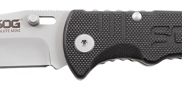 S.O.G SOGFF1001C Salute Mini 3.10″ Folding Clip Point Plain Bead Blasted 8Cr13MoV SS Blade Black G10 Handle Includes Pocket Clip