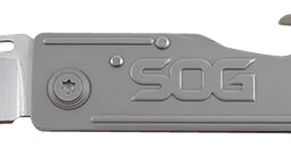 S.O.G SOG-KT1001-C KeyTron  1.80″ Folding Plain Clip Point Grey 5Cr13MoV SS Blade/ Grey Stainless Steel Handle