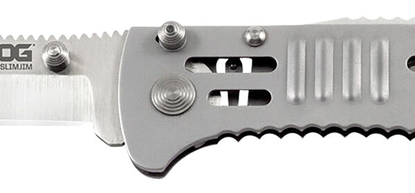 S.O.G SOG-SJ31-CP SlimJim  3.18″ Folding Clip Point Plain Satin AUS-8A SS Blade Bead Blasted 420 Stainless Steel Handle Includes Belt Clip