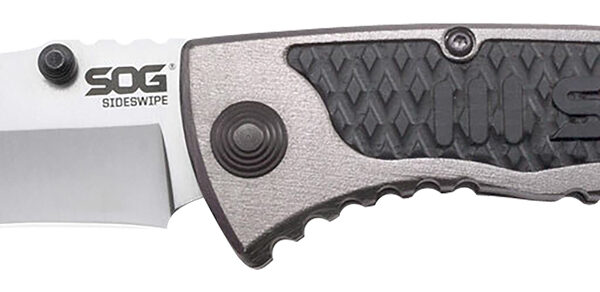 S.O.G SOG-SW1011-C Sideswipe  3.40″ Folding Clip Point Plain Bead Blasted 7Cr15MoV SS Blade Gray Anodized Aluminum/G10 Handle Includes Belt Clip