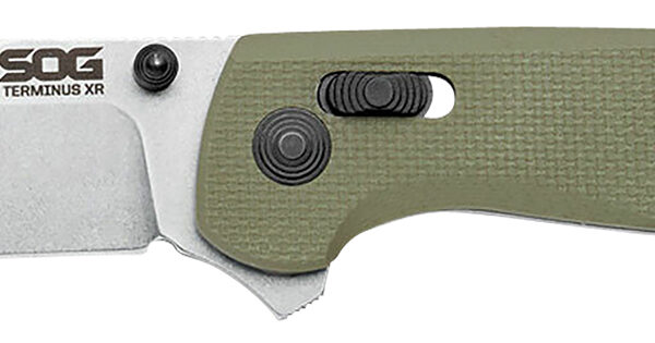 S.O.G SOGTM1022BX Terminus XR 2.95″ Folding Clip Point Plain Stonewashed BD1 Steel Blade Olive Drab Textured G10 Handle Features Box Packaging Includes Pocket Clip