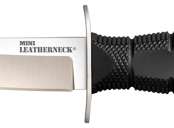 Cold Steel CS39LSAA Leatherneck  Mini 3.50″ Fixed Tanto Plain Satin 8Cr13MoV SS Blade/3.25″ Black Deep Checkered w/Double Quillon Guard Kray-Ex Handle Includes Sheath