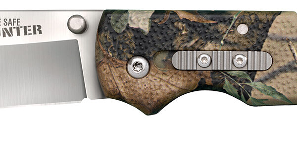 Cold Steel CS23JE Double Safe Hunter 3.50″ Folding Clip Point Plain Satin 8Cr13MoV SS Blade/ Camo GFN Handle Includes Pocket Clip