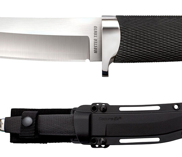 Cold Steel CS-35AB San Mai Master 6″ Fixed Tanto Plain Satin VG-10 San Mai Blade/Black Textured/Oval Kray-Ex Handle Includes Sheath