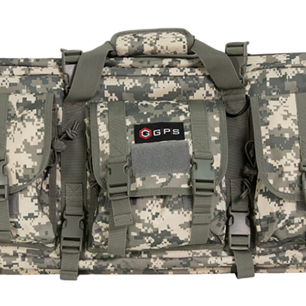 GPS Bags DRC36ACU Double Rifle Case 36″ A-TACS AU 600D Polyester w/ 2 Padded Pistol Sleeves MOLLE Webbing & Lockable Zippers