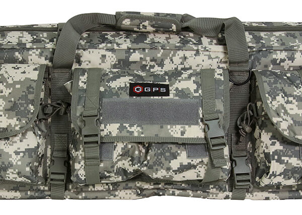 GPS Bags DRC55ACU Double Rifle Case A-TACS AU 600D Polyester w/ 2 Padded Pistol Sleeves MOLLE Webbing & Lockable Zippers