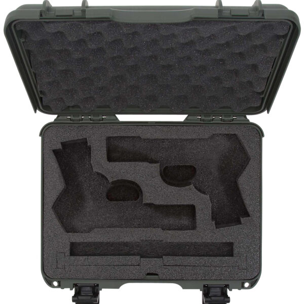 Nanuk 910CLASG6 910 Classic 2 Up Pistol Case Olive Polymer w/ Latches & Closed-Cell Foam Padding 13.20″ L x 9.20″ W x 4.10 ” H Interior Dimensions