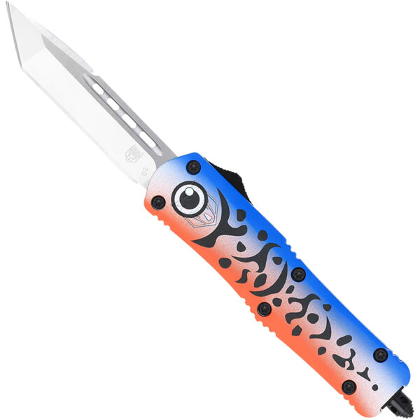CobraTec Knives MFLBLUFS3TNS FS-3 Fishing Lure Medium 3″ OTF Tanto Plain Satin D2 Steel Blade, 4.50″ Blue Fishing Lure Aluminum Cerakoted Handle