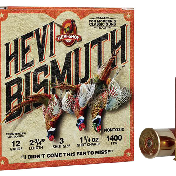 HEVI-Shot HS14713 HEVI-Bismuth Upland 12Gauge 2.75″ 1 1/4oz Bismuth 3Shot 25 Per Box/10 Case