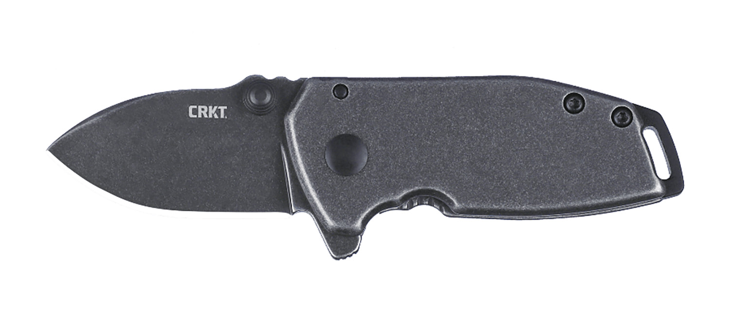 CRKT 2485K SQUID #405 Compact Folding Plain Stonewashed 8Cr13MoV SS Blade, Stainless Steel Handle, Includes Pocket Clip