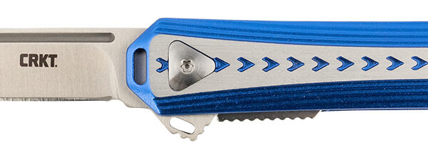 CRKT 6710 Stickler  3.38″ Folding Plain Satin 12C27 Sandvik Blade/ Blue & Silver Aluminum Handle Includes Pocket Clip