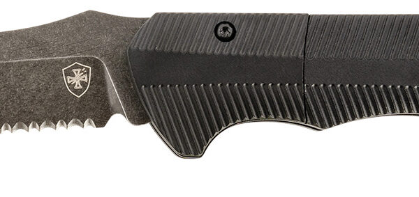 Templar Knife AAABK521 Auto Assist  3.50″ Folding Tanto Part Serrated Black Oxide Stonewashed Powder Coated D2 Steel Blade/ 4.25″ Aged Aluminum Handle