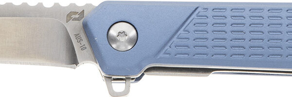 Schrade 1159320 Inert  EDC 3.25″ Folding Wharncliffe Part Serrated Satin AUS-10A SS Blade, 4.25″ Blue Aluminum Handle