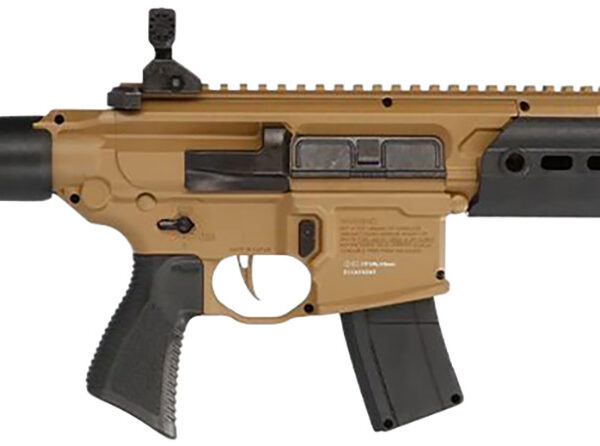 Sig Sauer Airguns AIRMCXCANEBRAKE MCX Canebrake Air CO2 (Not Included) 177 Pellet 30rd, FDE Metal Rec, Removable Fixed Black Synthetic Stock, Flat Trigger, Flip-Up Sights