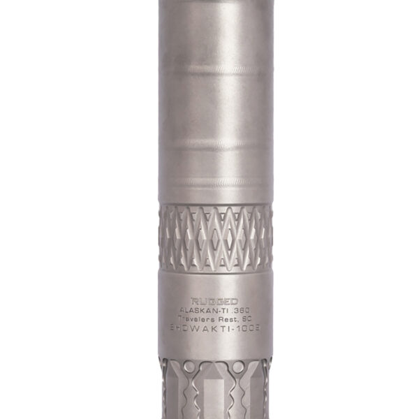 Rugged Suppressors AK360TI Alaskan360 TI 36 Cal 1.60″ Diameter, Rated Up to 338 Lapua, 130.80 dB (308 Win), Stainless Steel, 5/8″-24 tpi Direct Thread Mount Included