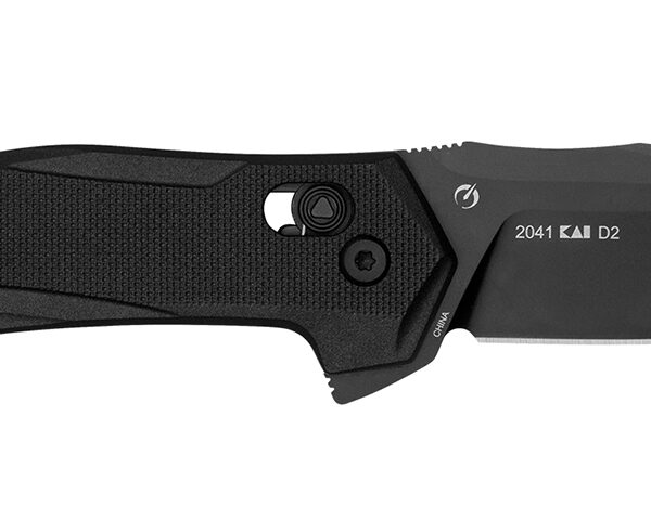 Kershaw 2041 Monitor  Mid-Size 3″ Folding Spear Point Plain Black Oxide D2 Steel Blade, Black Textured Glass Filled Nylon Handle, Includes Pocket Clip