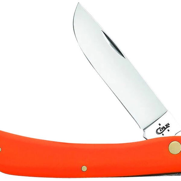 Case 80512 Sod Buster  3.30″ Folding Skinner Plain Mirror Polished Tru-Sharp SS Blade, Smooth Orange Synthetic Handle
